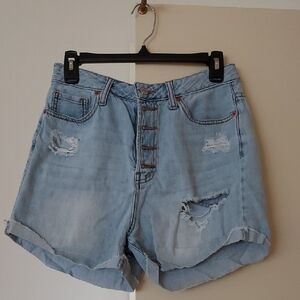 Light Blue Distressed Denim Shorts